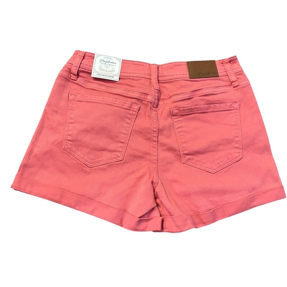 Flag & Anthem High Rise Denim Shorts Cuffed Hem Coral Pink Casual‎ Size 4/27 NWT - Picture 2 of 9